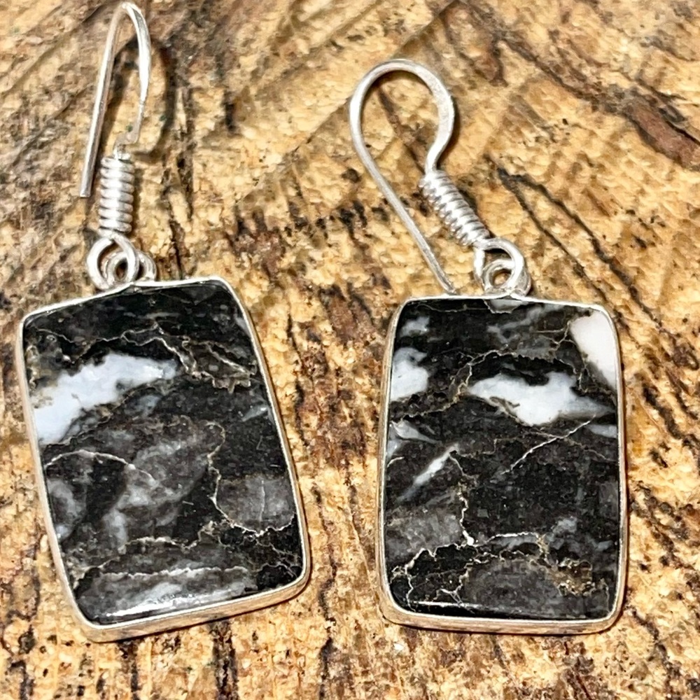 White Buffalo Turquoise Earrings 1 7/8” - Picture 6 of 7